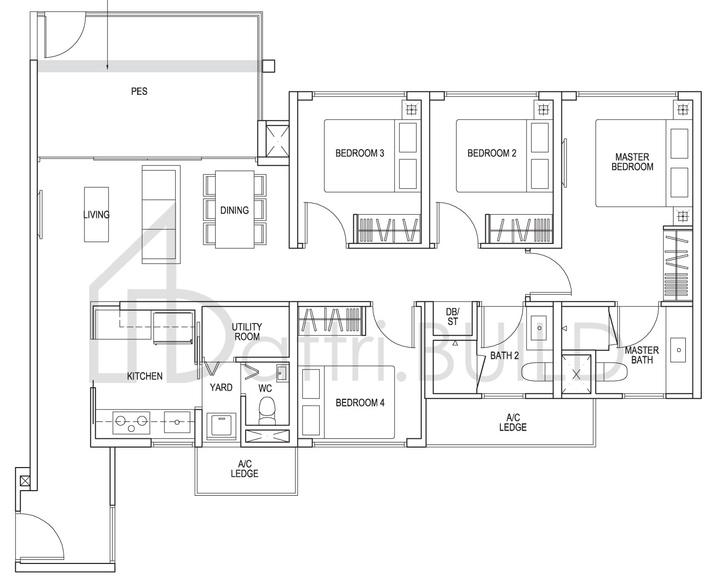 THE BROWNSTONE C4p floorplan (watermarked)