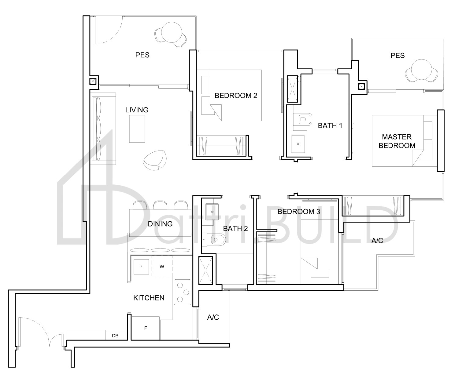 HIGH PARK RESIDENCES 3C3-bP floorplan (watermarked)