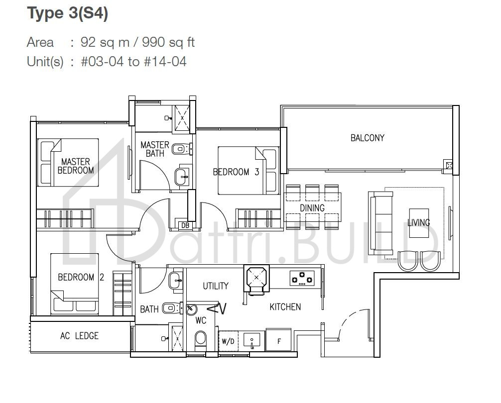 THE SKYWOODS 3S4 floorplan (watermarked)