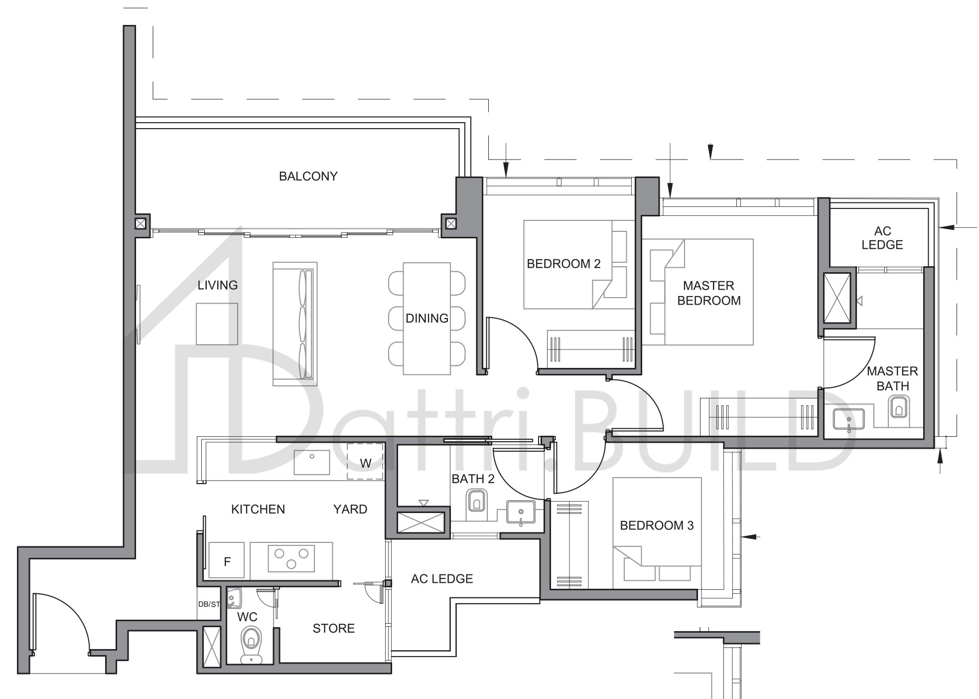 PARC CLEMATIS 3BR-P2 floorplan (watermarked)
