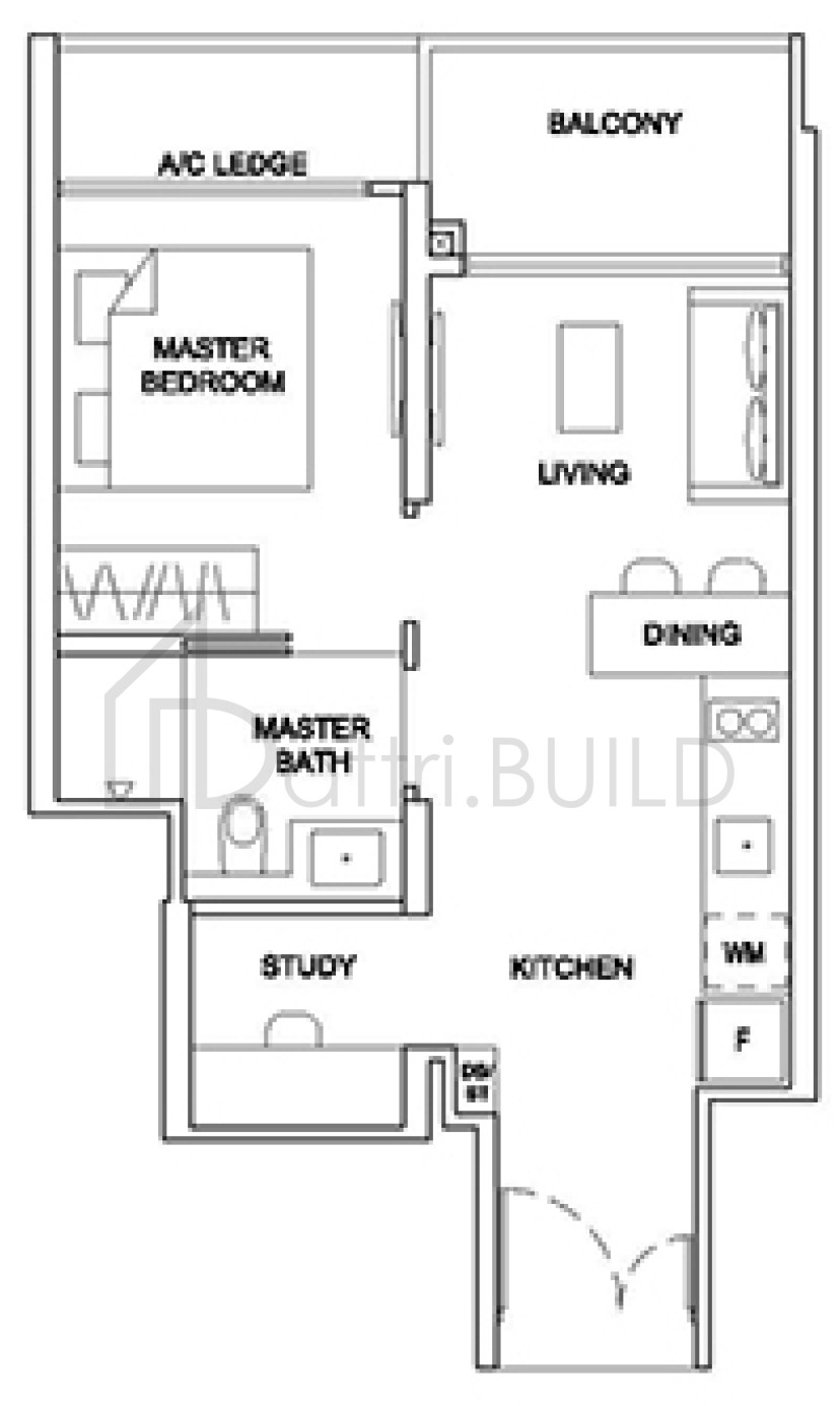 STIRLING RESIDENCES 1BR-S floorplan (watermarked)