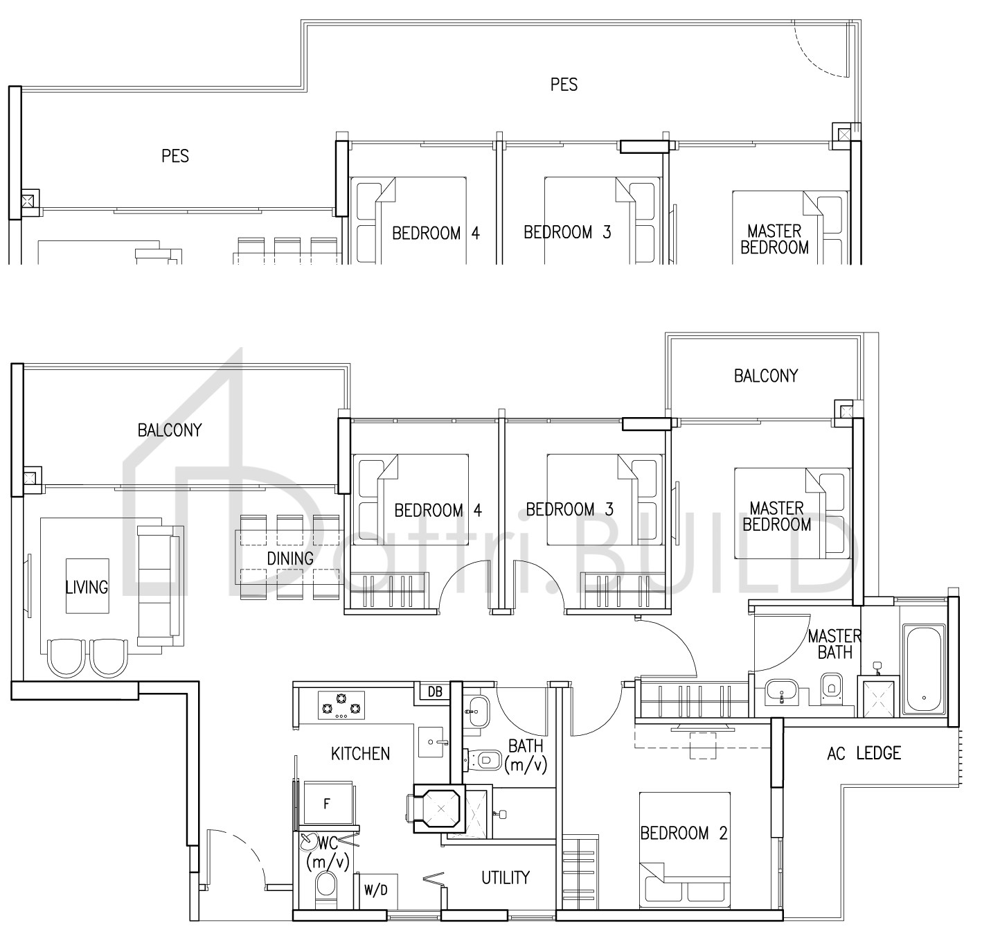 THE SKYWOODS 4 C1 PB floorplan (watermarked)