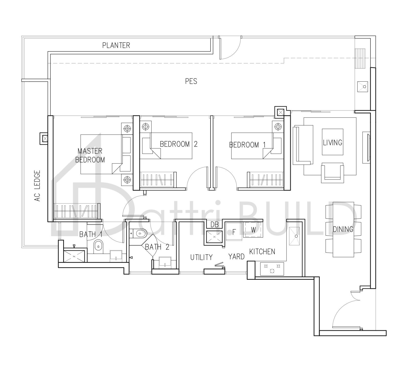 EIGHT RIVERSUITES D1 PES floorplan (watermarked)