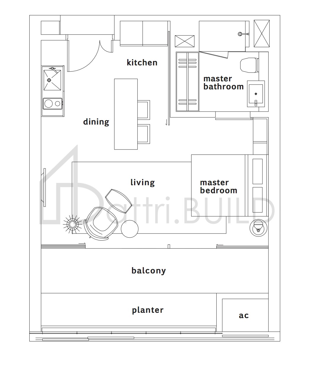 OUE TWIN PEAKS Tower 2, A2 floorplan (watermarked)