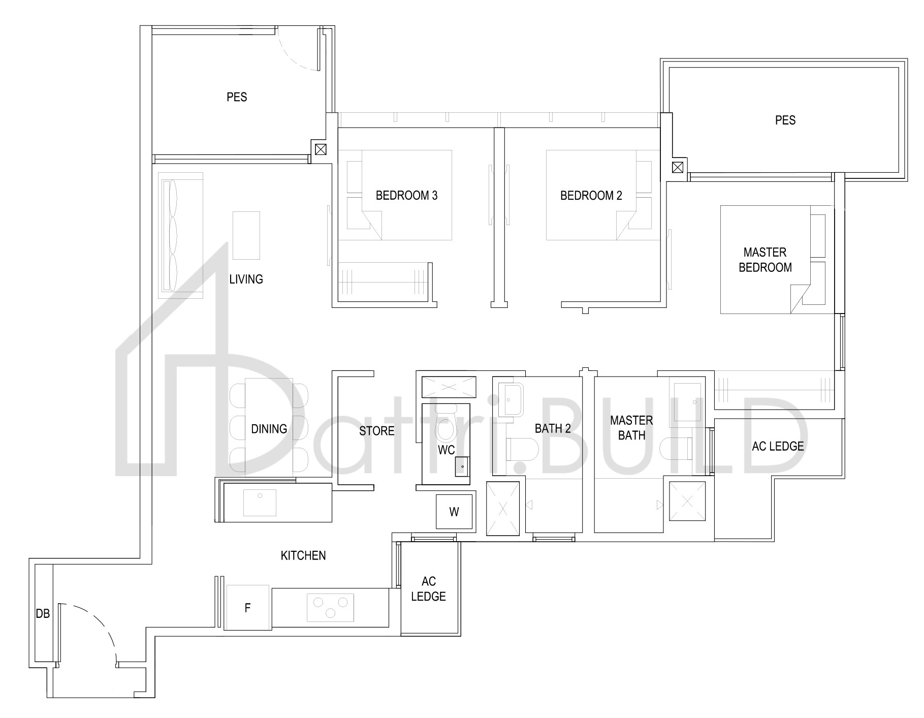 THE FLORENCE RESIDENCES 3D5a(G) floorplan (watermarked)