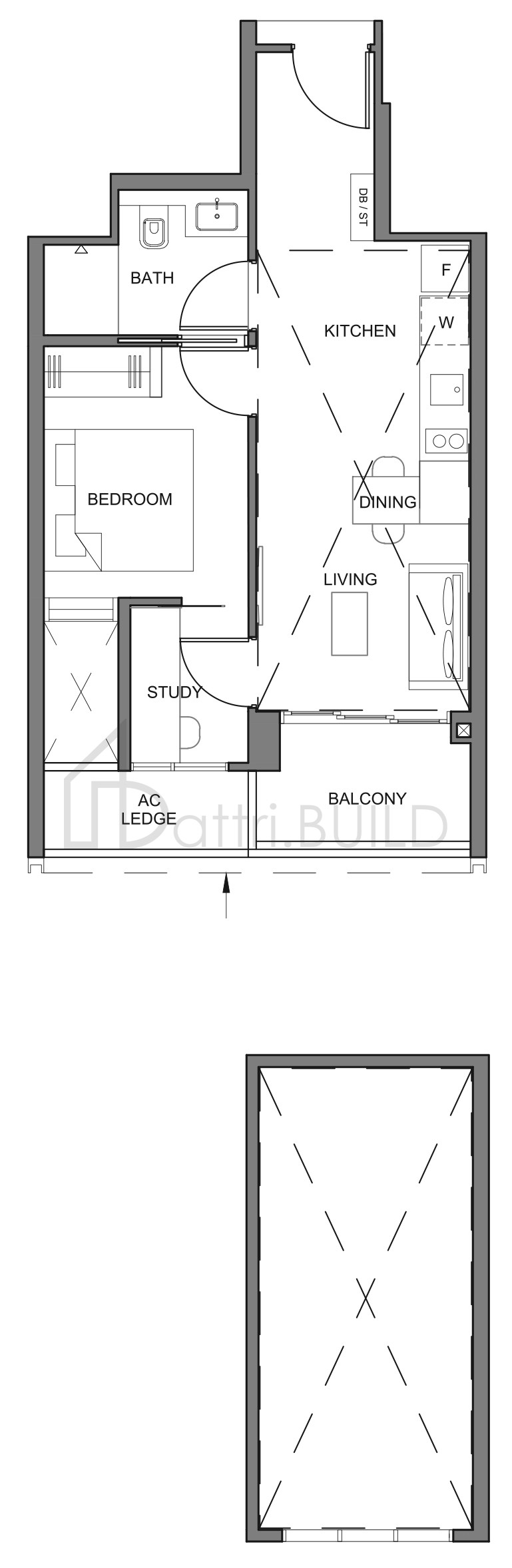 PARC CLEMATIS 1BR+S3H floorplan (watermarked)