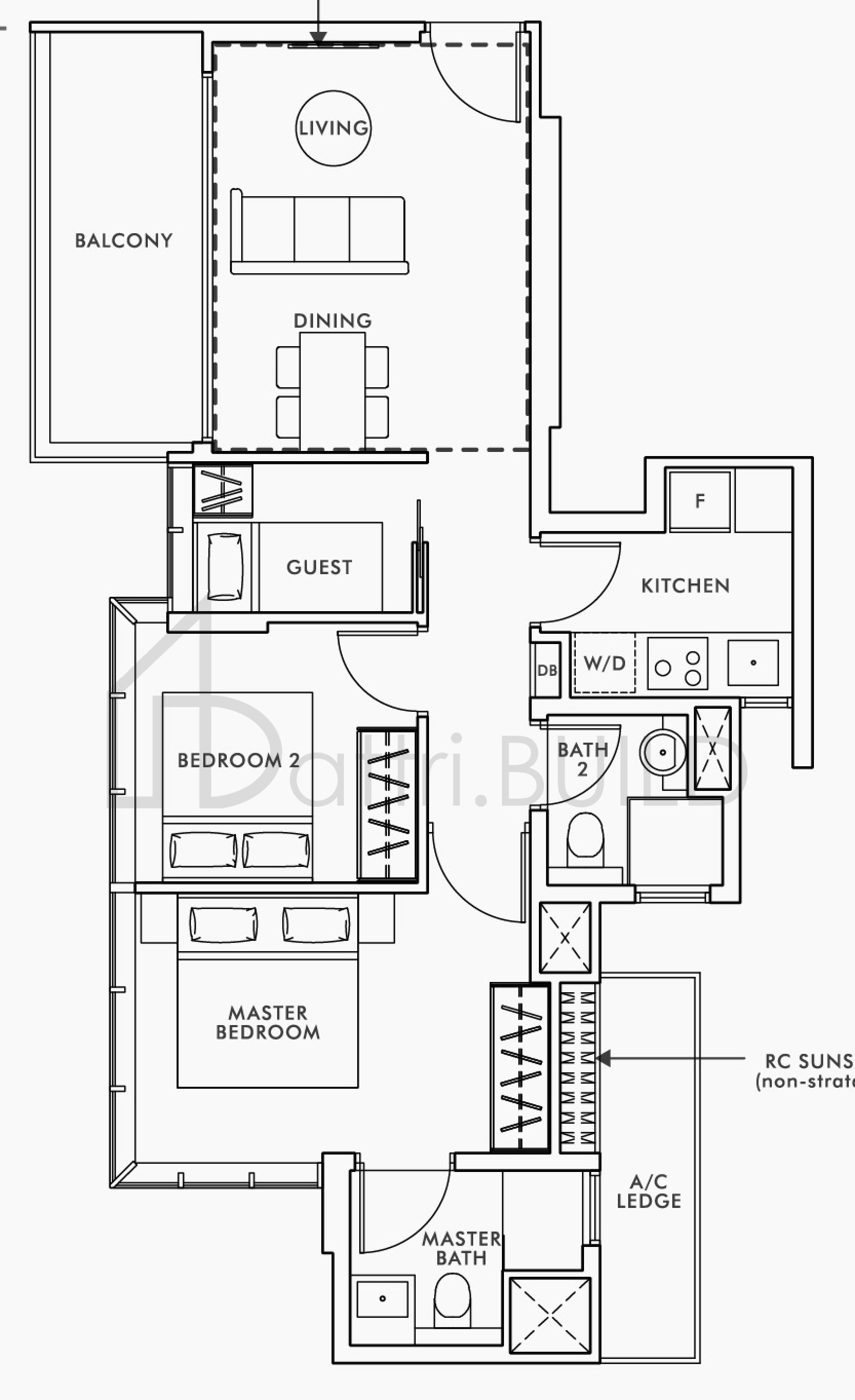 WILSHIRE RESIDENCES B3-G(PH) floorplan (watermarked)