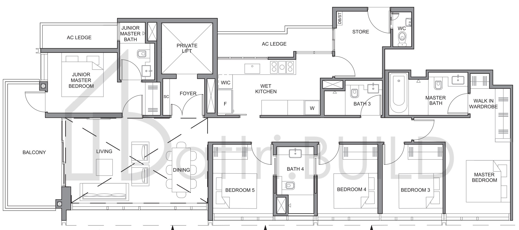 PARC CLEMATIS 5BR-P2 floorplan (watermarked)