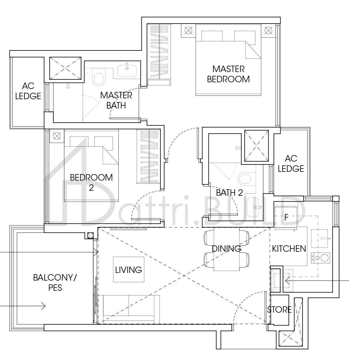 THE ANTARES B1D-PH floorplan (watermarked)