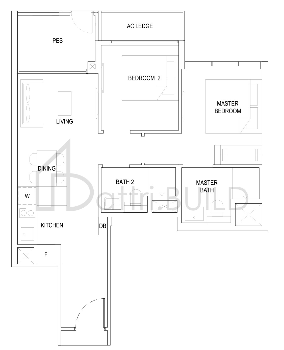 THE FLORENCE RESIDENCES 2D3(G) floorplan (watermarked)