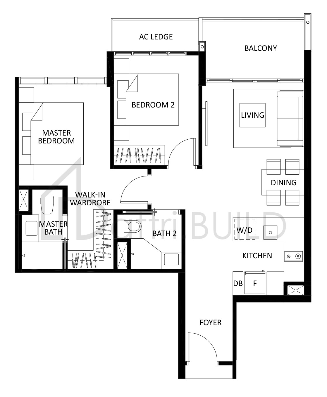 THE LILIUM B1P floorplan (watermarked)