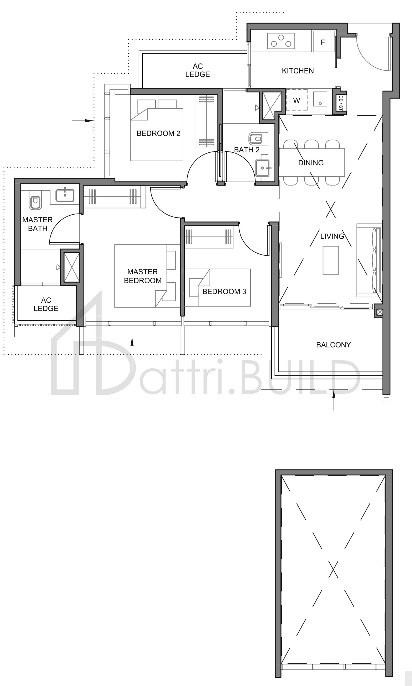 PARC CLEMATIS 3BR-2H floorplan (watermarked)