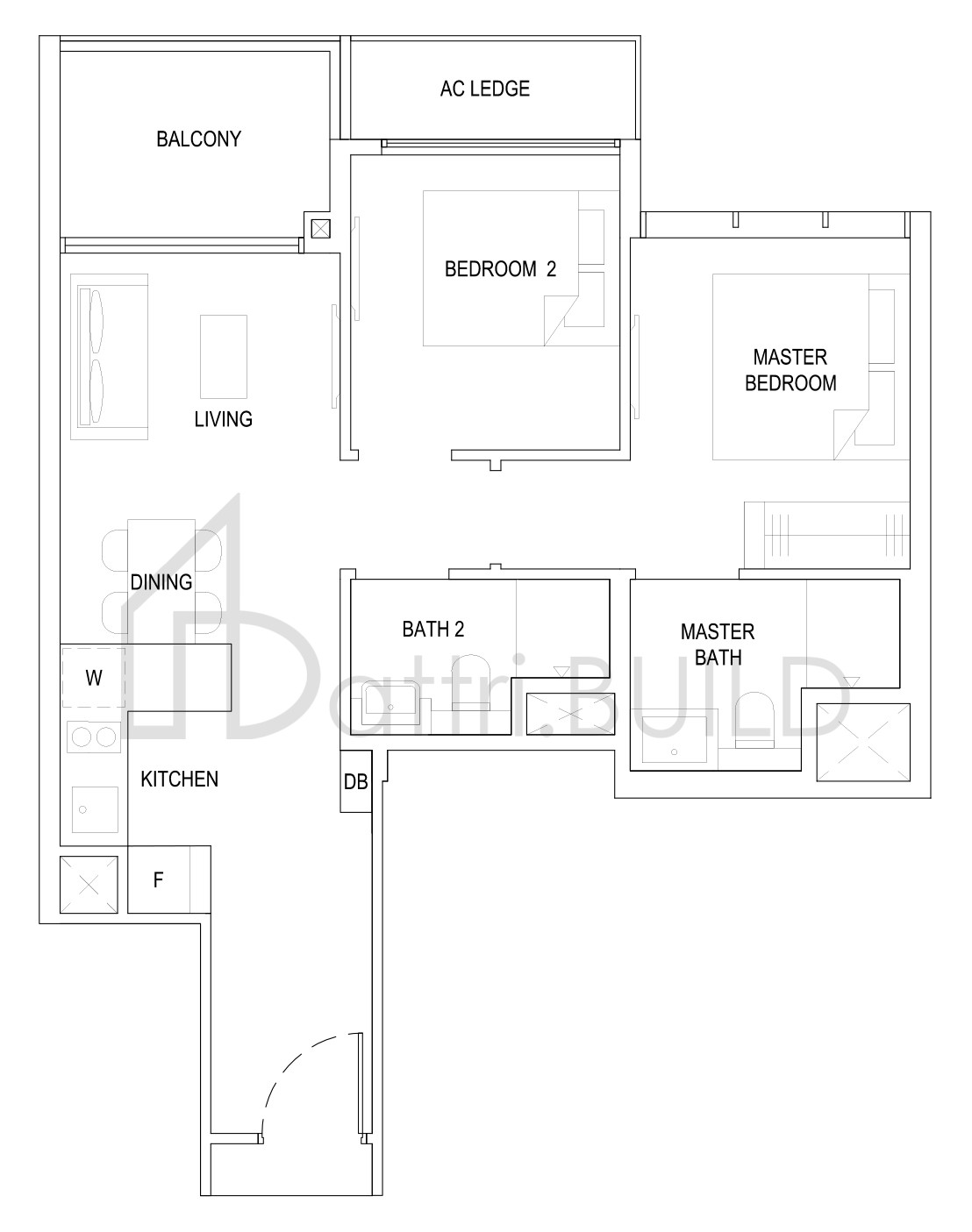 THE FLORENCE RESIDENCES 2D3 floorplan (watermarked)