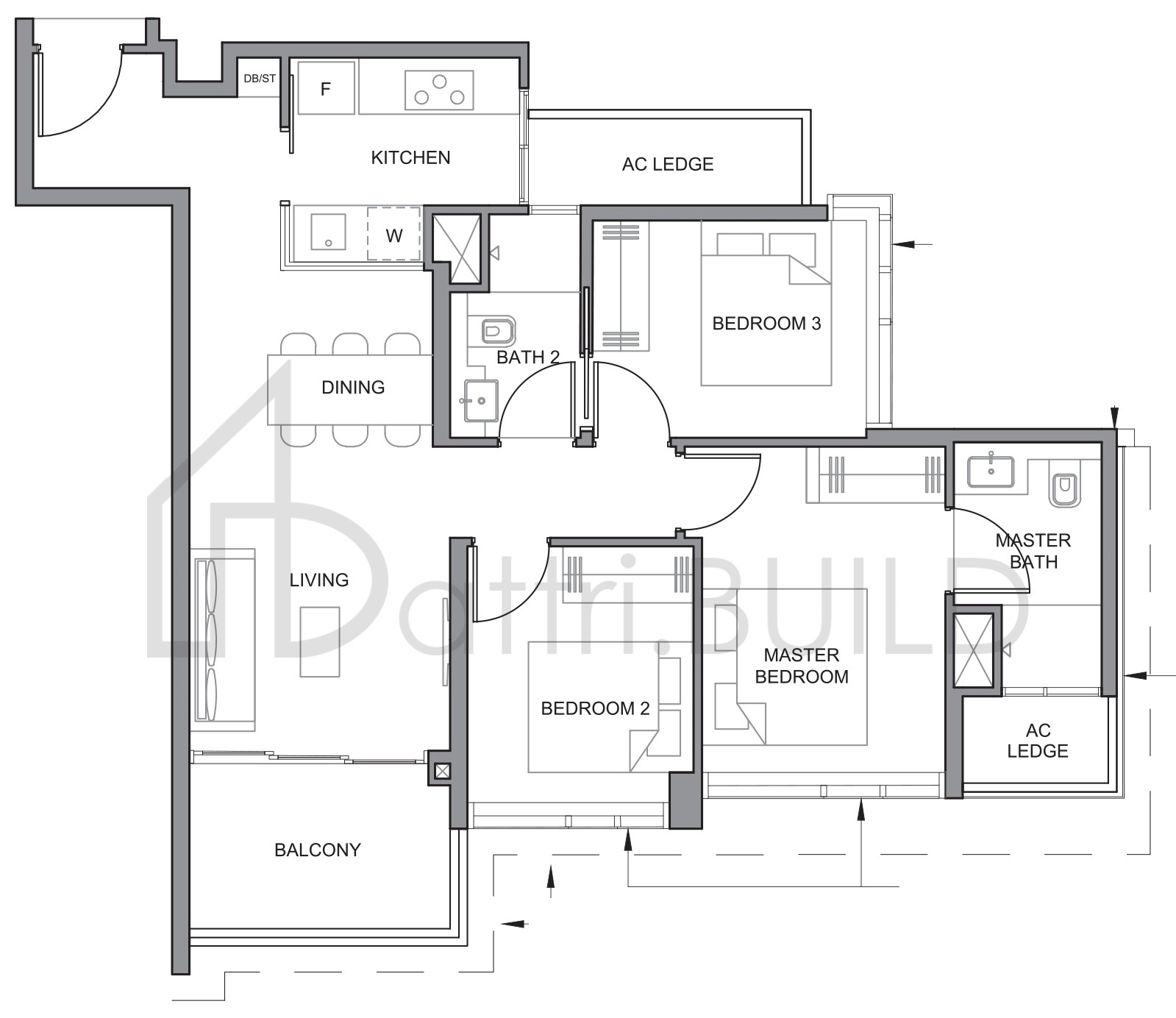 PARC CLEMATIS 3BR-6 floorplan (watermarked)