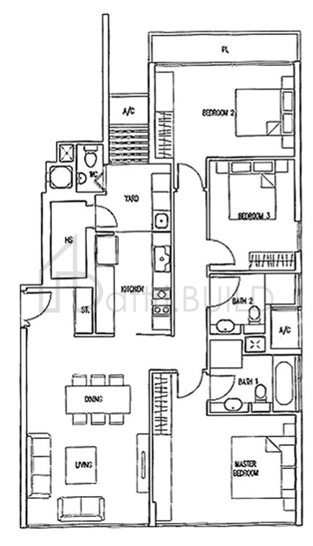 THE WHARF RESIDENCE B3-c floorplan (watermarked)