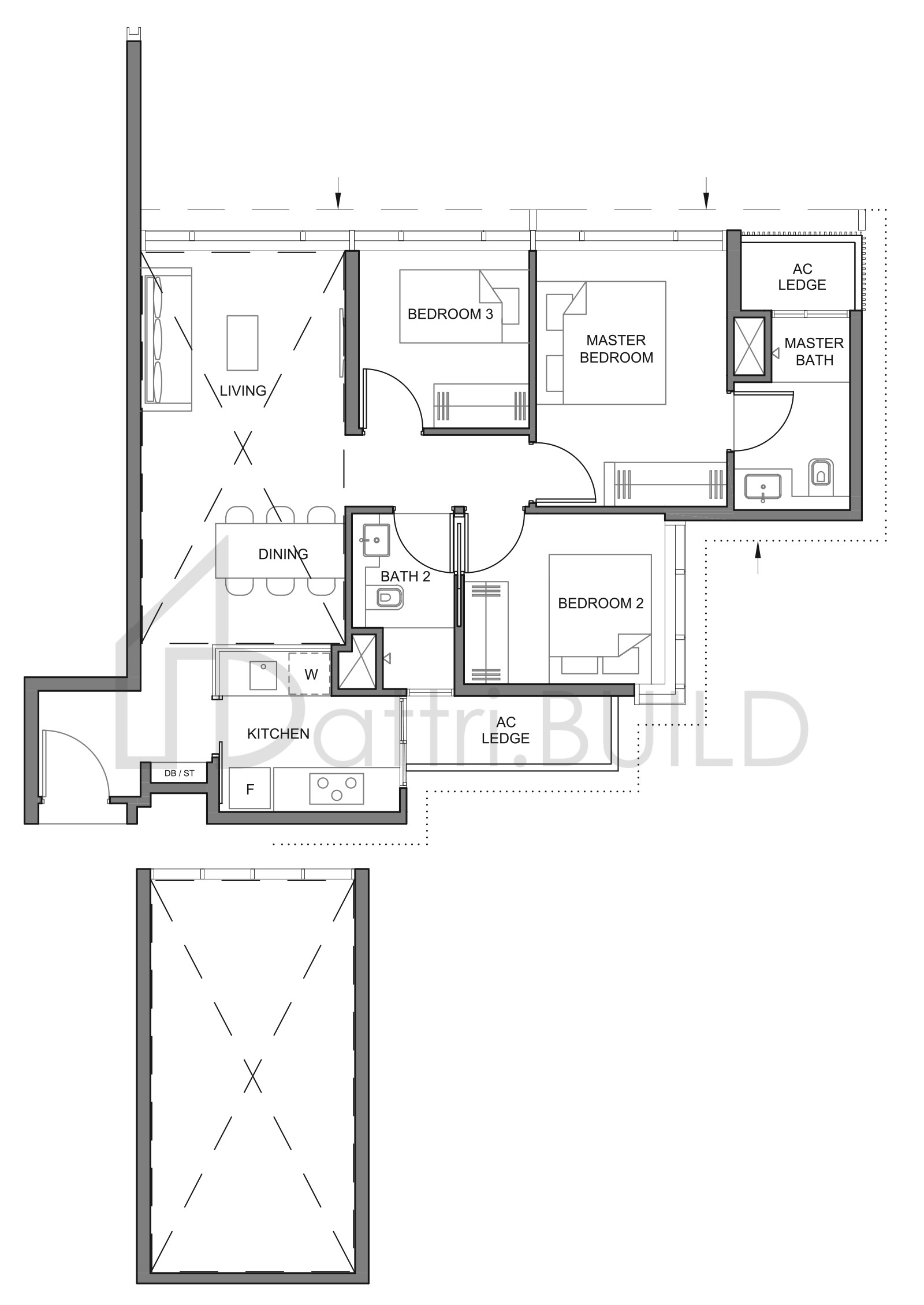 PARC CLEMATIS 3BR-1H floorplan (watermarked)