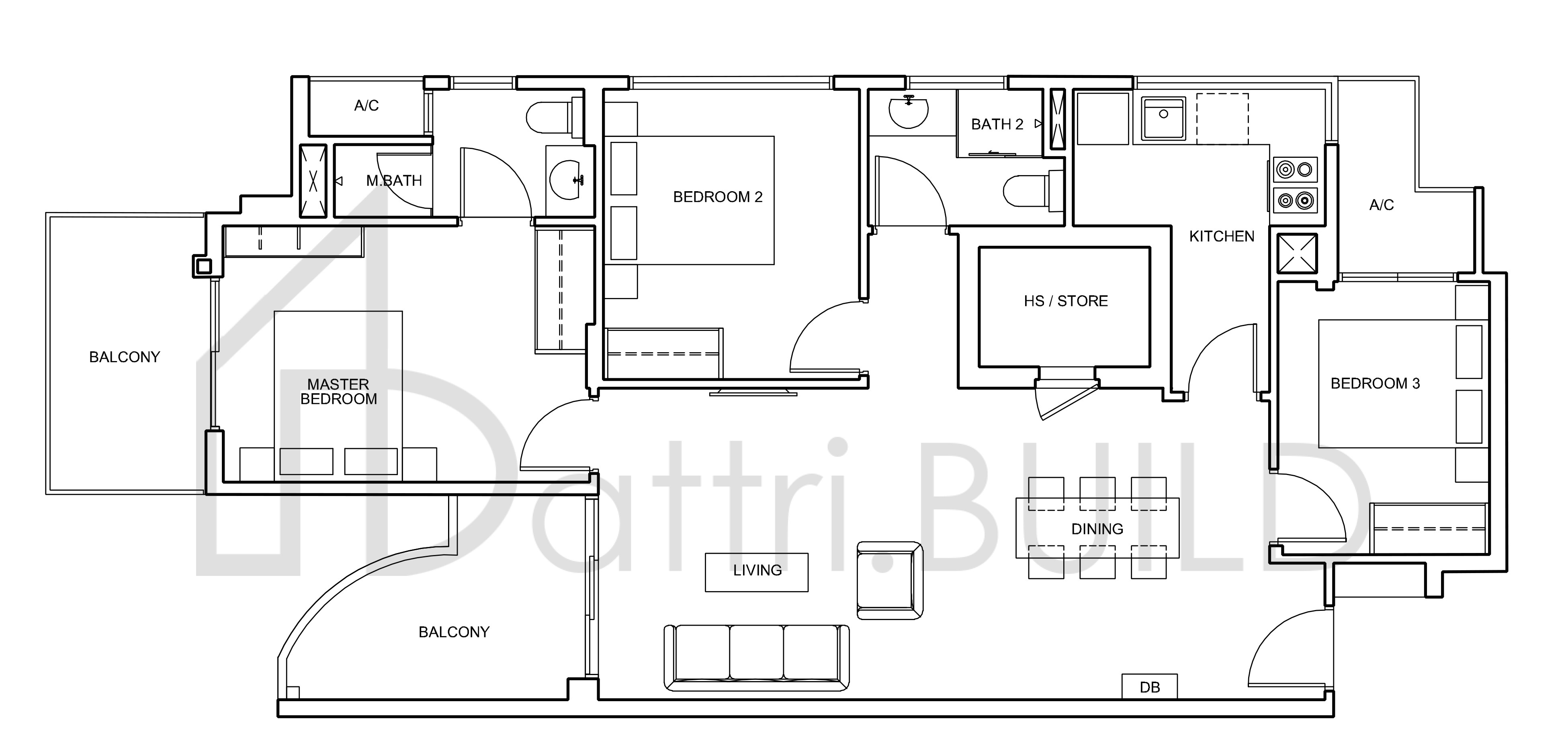 SERAYA RESIDENCES B1 floorplan (watermarked)