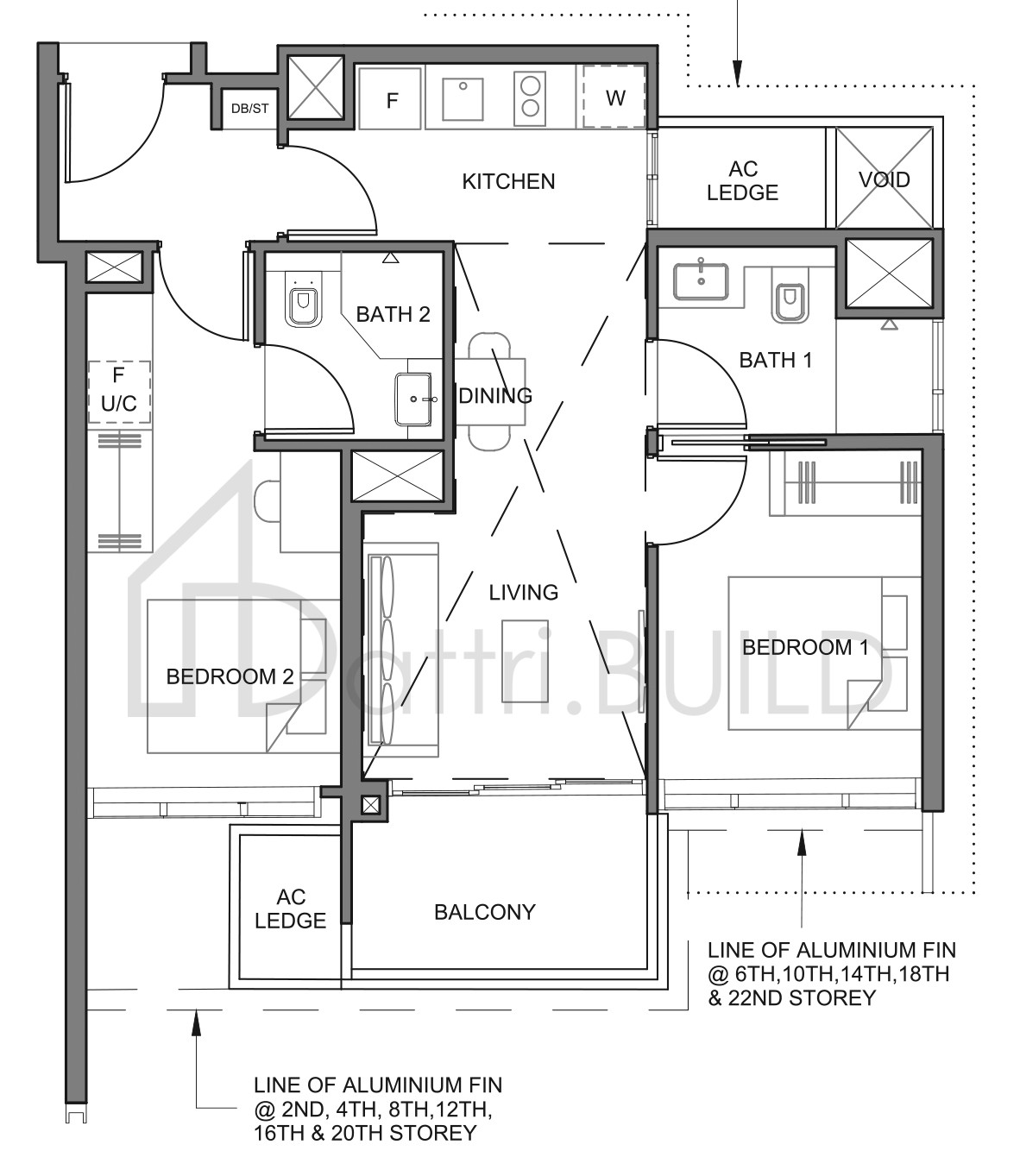 PARC CLEMATIS 2BR DK-1 floorplan (watermarked)