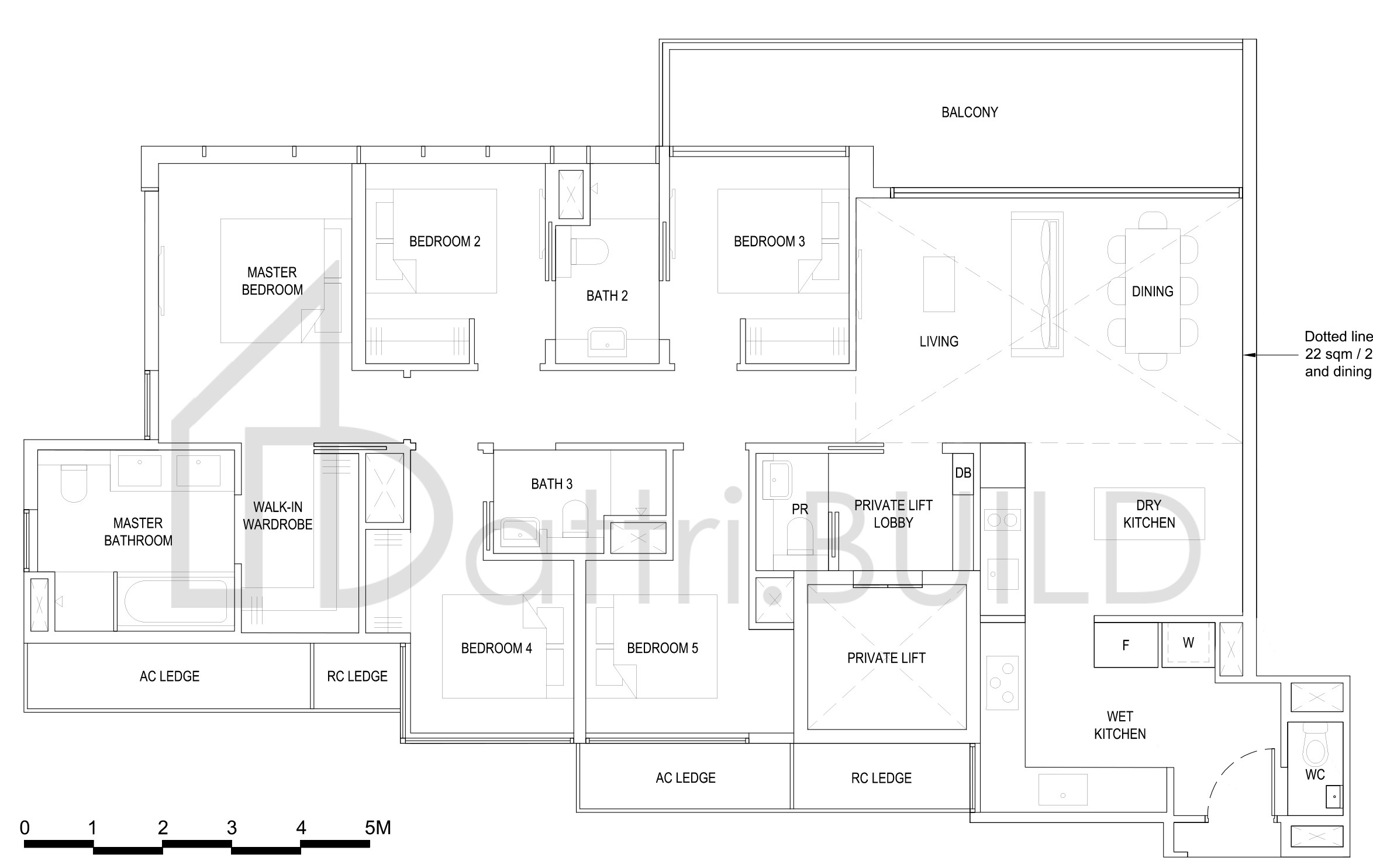 THE FLORENCE RESIDENCES 5B1(PH) floorplan (watermarked)