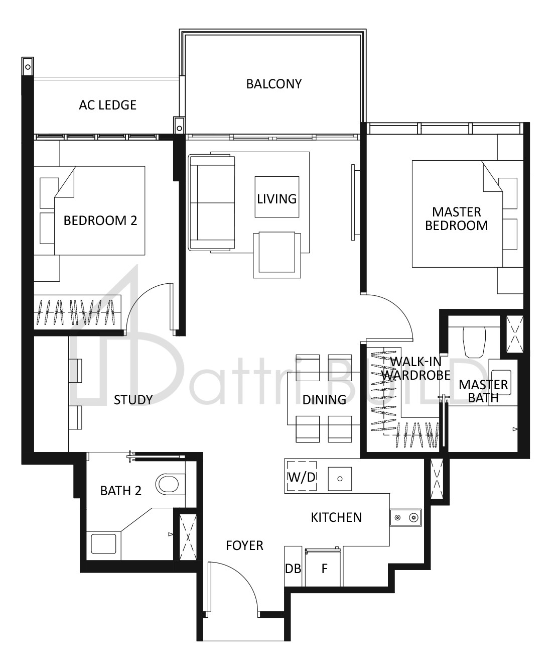 THE LILIUM B3P floorplan (watermarked)