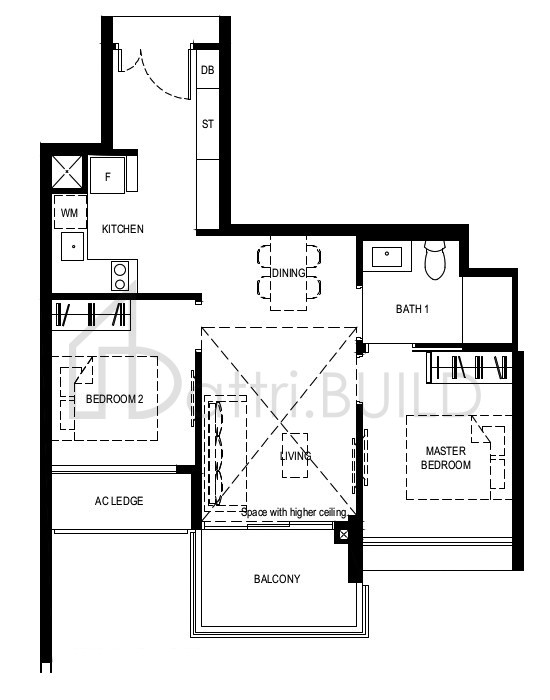 NORMANTON PARK 2BR-Ca-PH floorplan (watermarked)