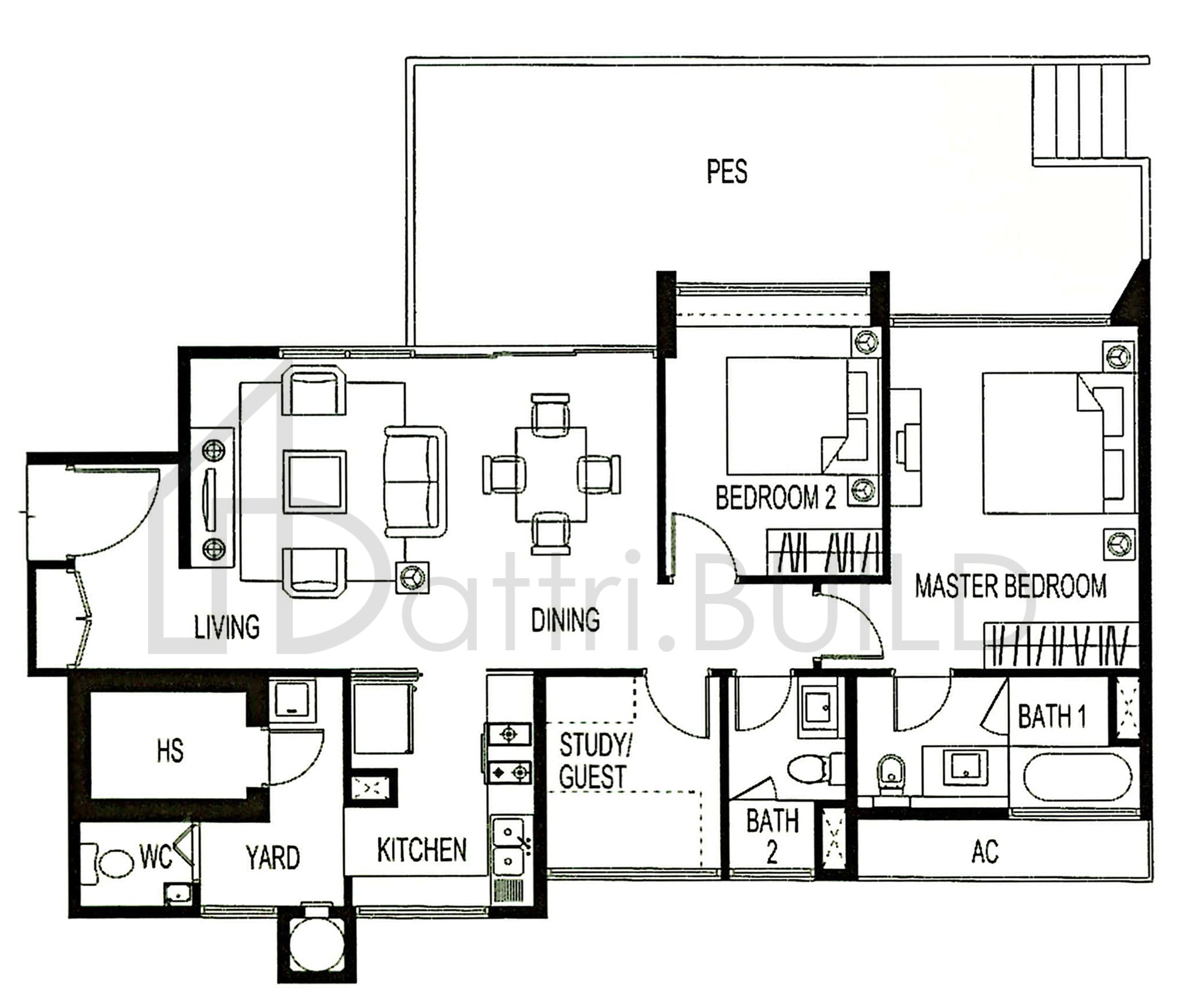 BELMOND GREEN B2p floorplan (watermarked)