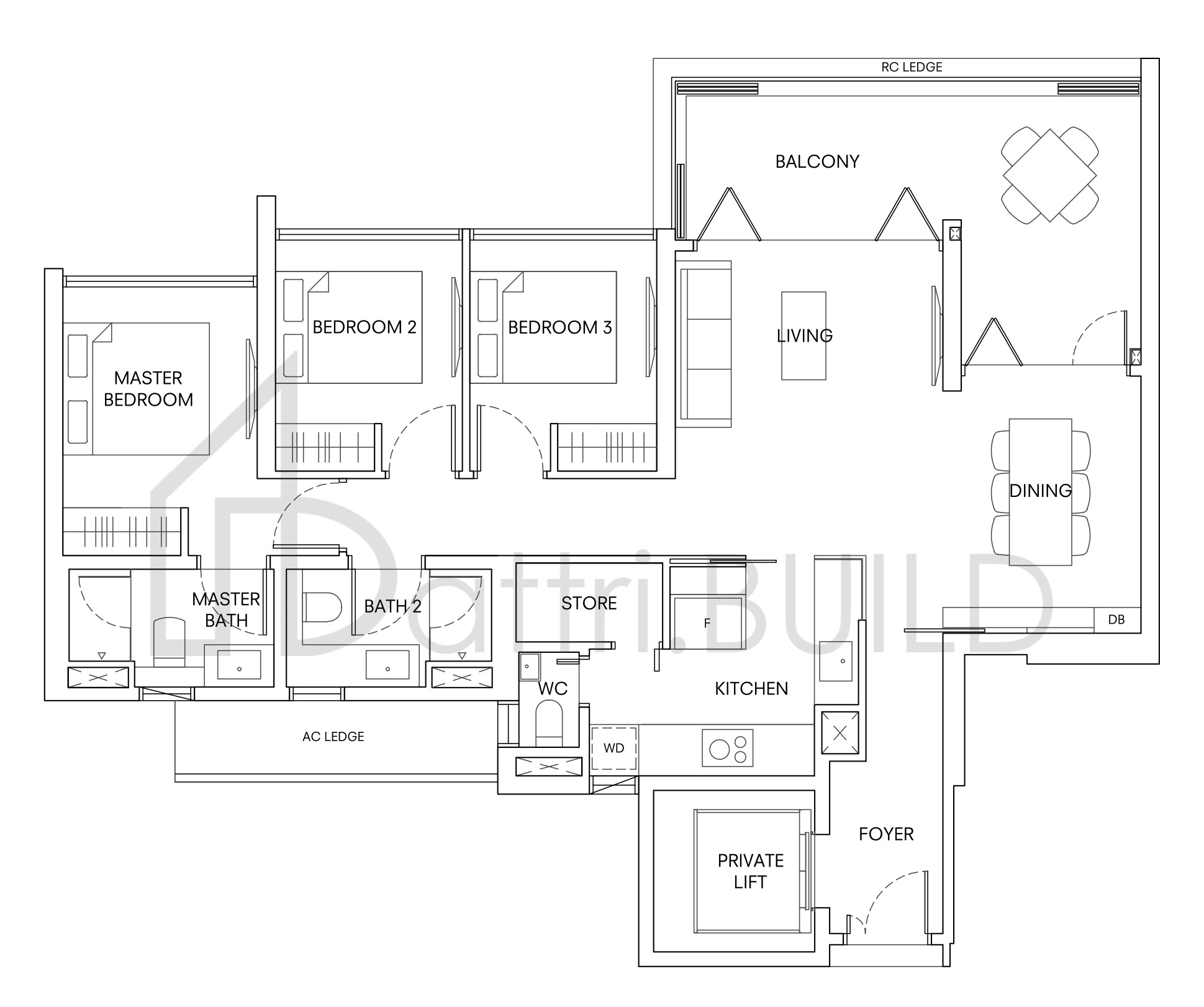 ONE HOLLAND VILLAGE RESIDENCES C3 floorplan (watermarked)