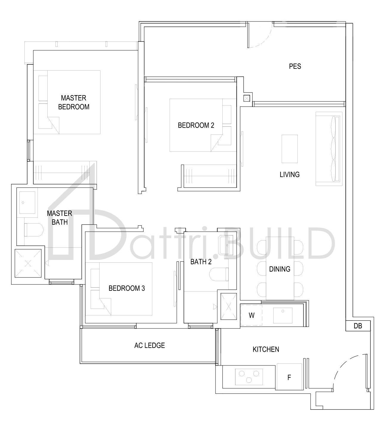 THE FLORENCE RESIDENCES 3C1(G) floorplan (watermarked)