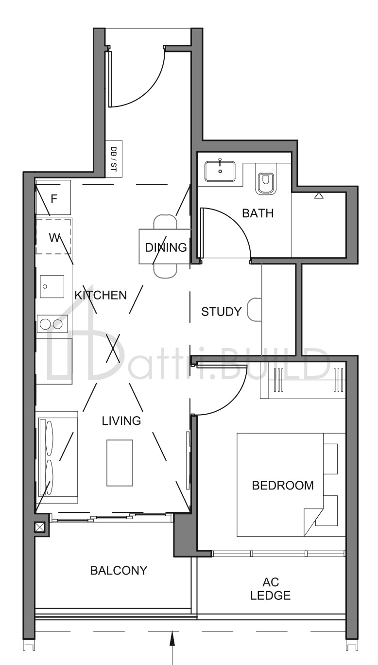 PARC CLEMATIS 1BR+S2 floorplan (watermarked)
