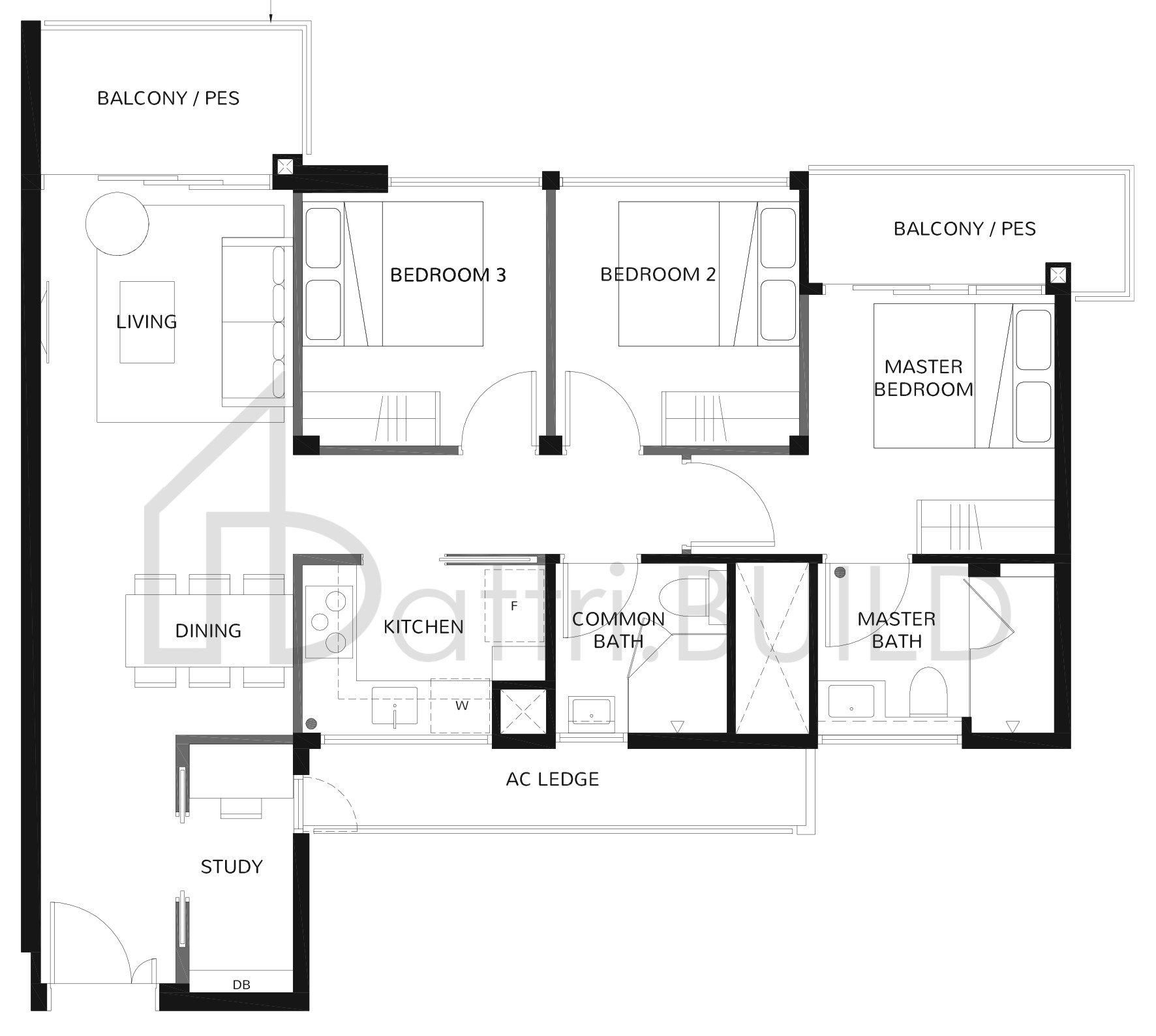 THE WISTERIA 3B-1 floorplan (watermarked)