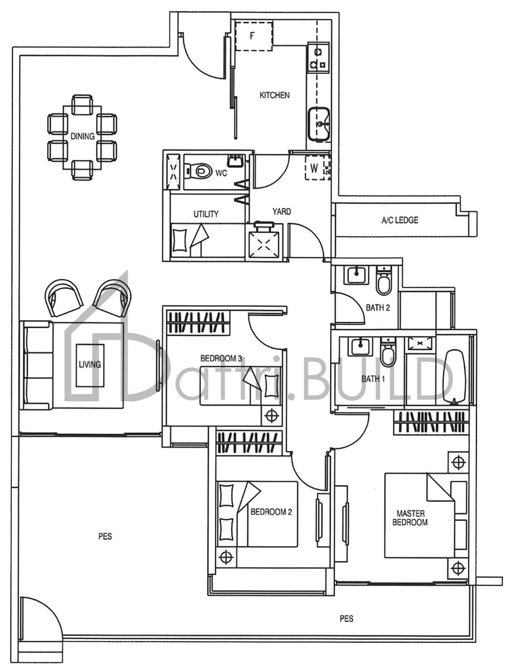YEWTEE RESIDENCES C5-P floorplan (watermarked)