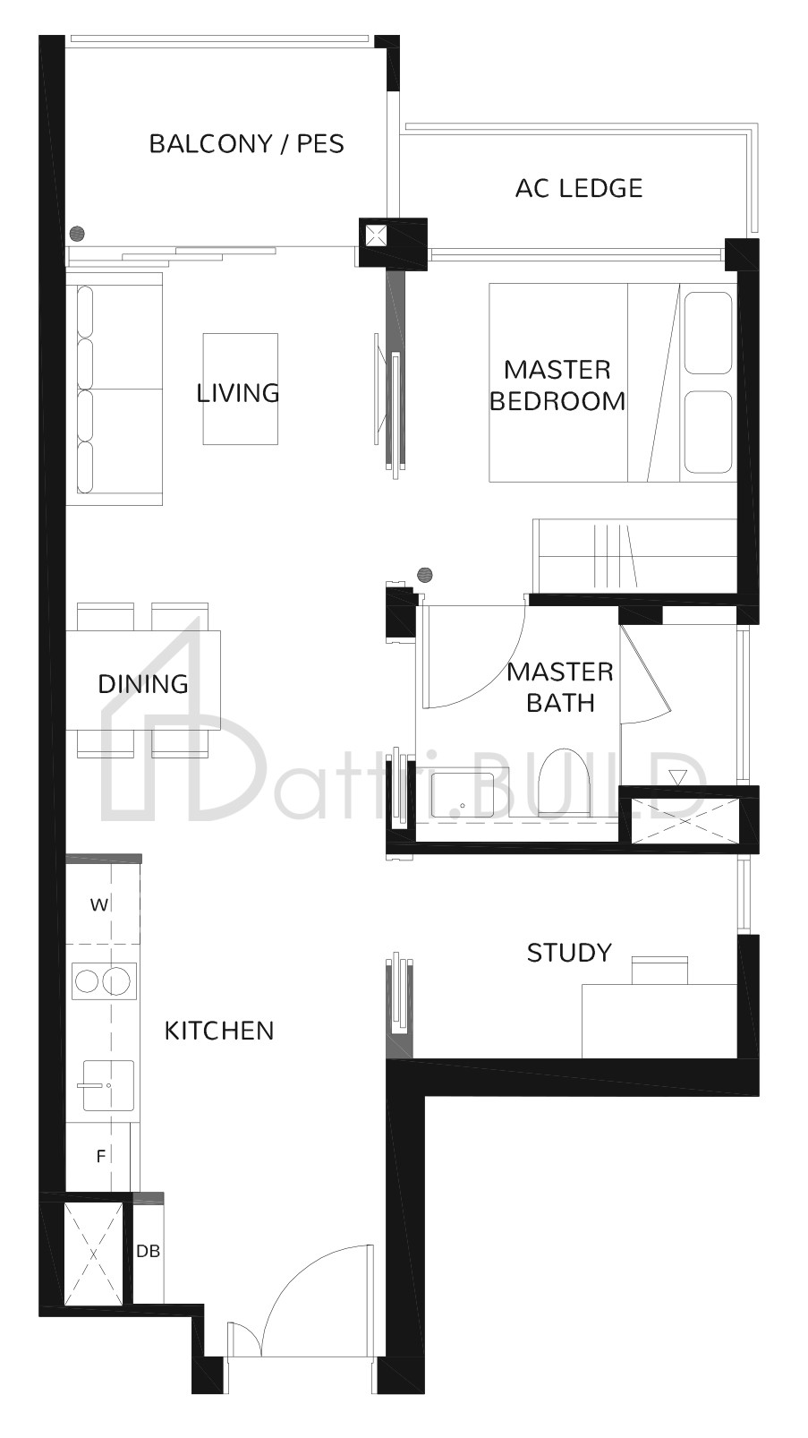 THE WISTERIA 1B-P floorplan (watermarked)
