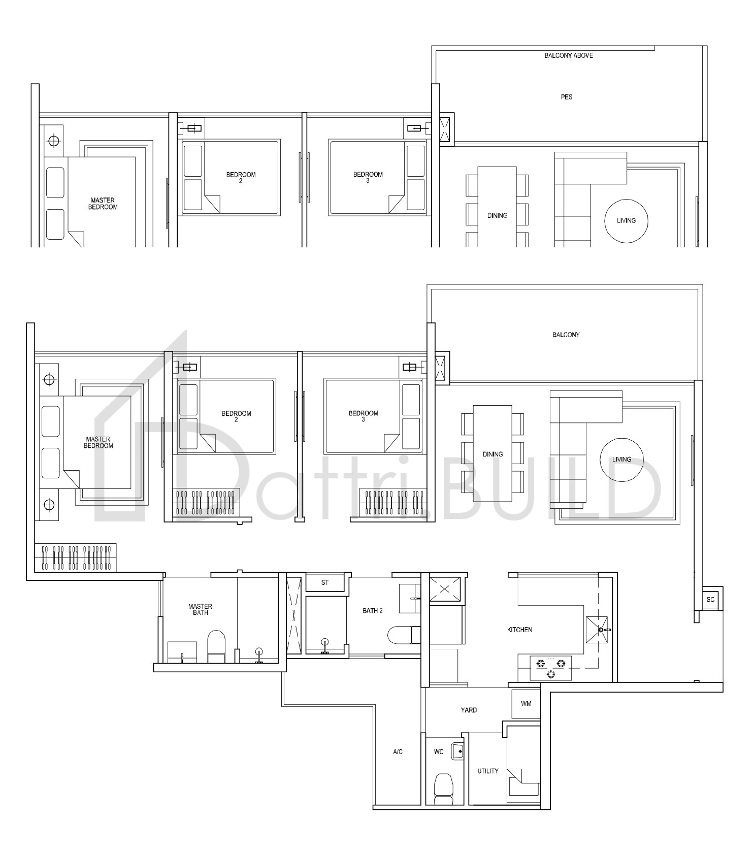 SKYPARK RESIDENCES A2 floorplan (watermarked)