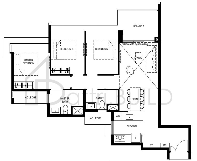 NORMANTON PARK 3Br-Cd-PH floorplan (watermarked)
