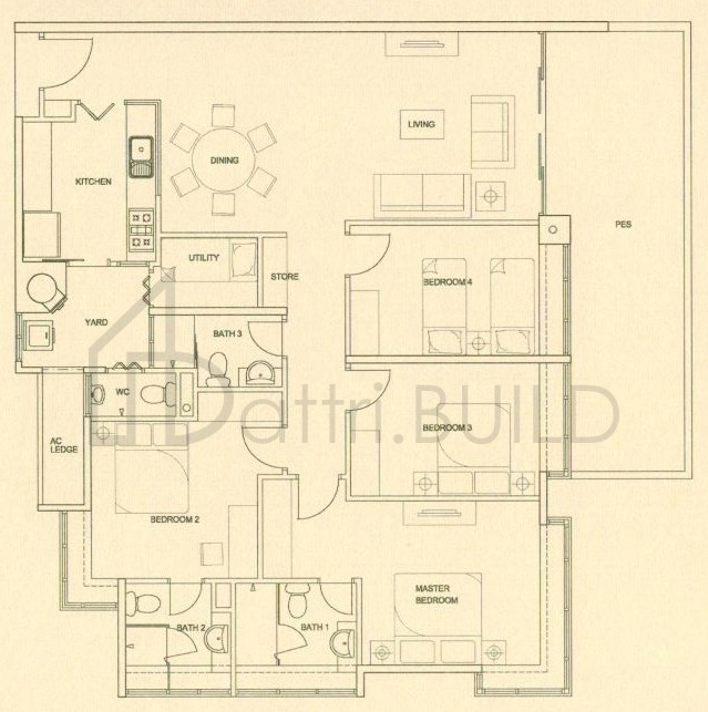 THE RAINTREE E1b-p1 floorplan (watermarked)