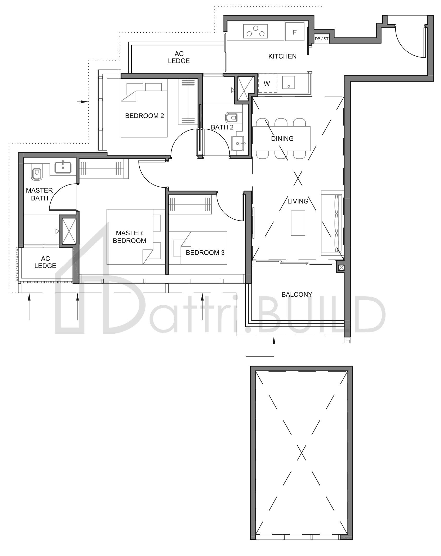 PARC CLEMATIS 3BR-3H floorplan (watermarked)