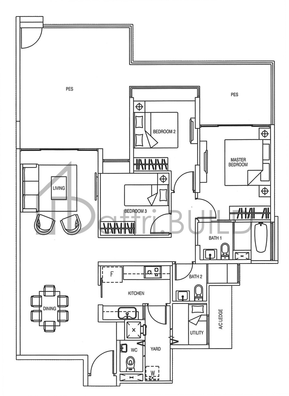 YEWTEE RESIDENCES C7-P floorplan (watermarked)