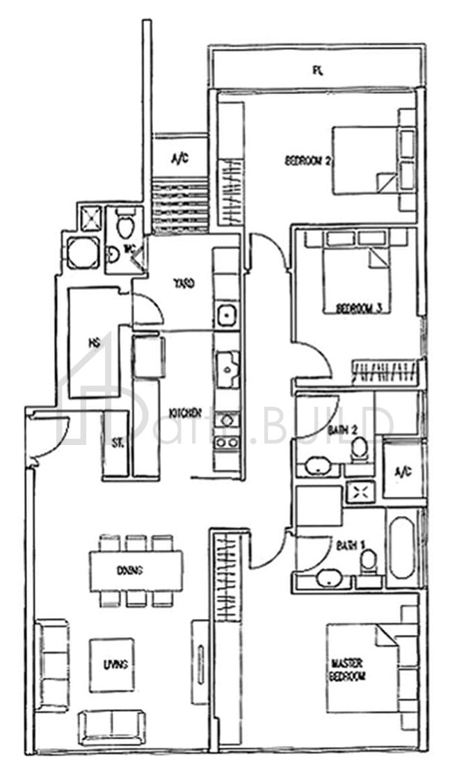 THE WHARF RESIDENCE B3-b floorplan (watermarked)