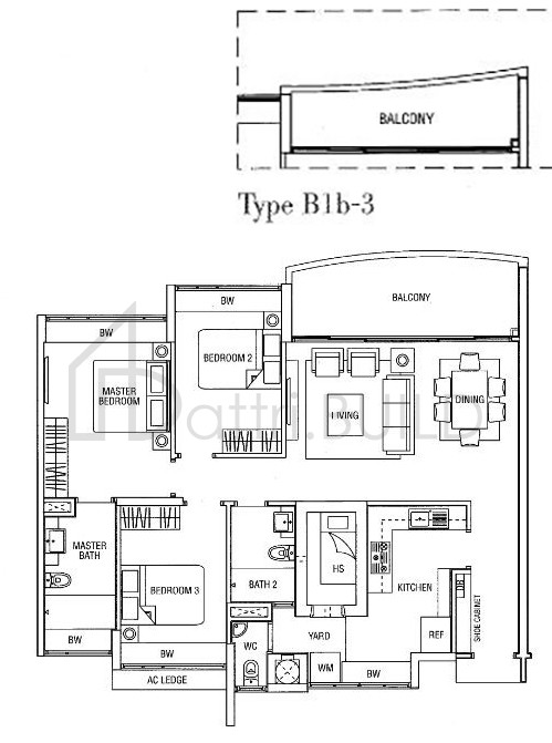 WATERFRONT WAVES B1b-3 floorplan (watermarked)