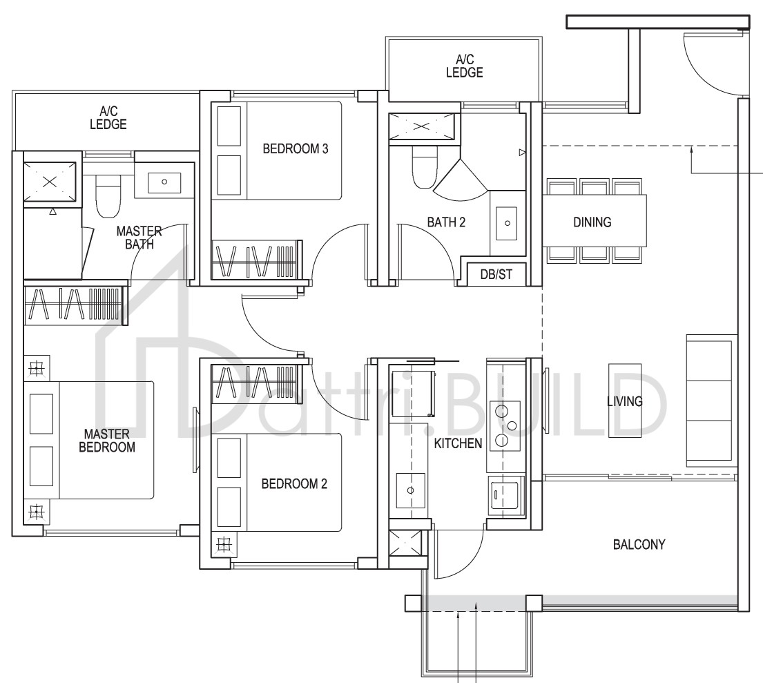 THE BROWNSTONE B3a floorplan (watermarked)