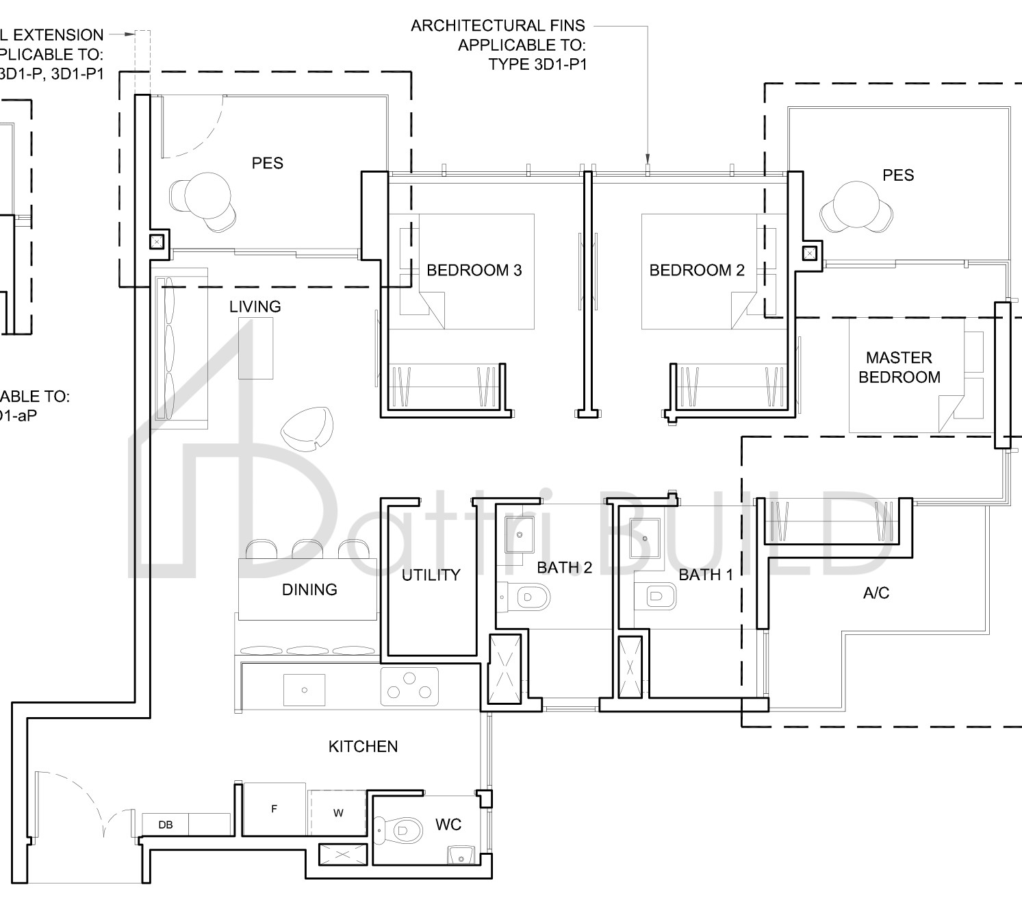HIGH PARK RESIDENCES 3D1-P1 floorplan (watermarked)