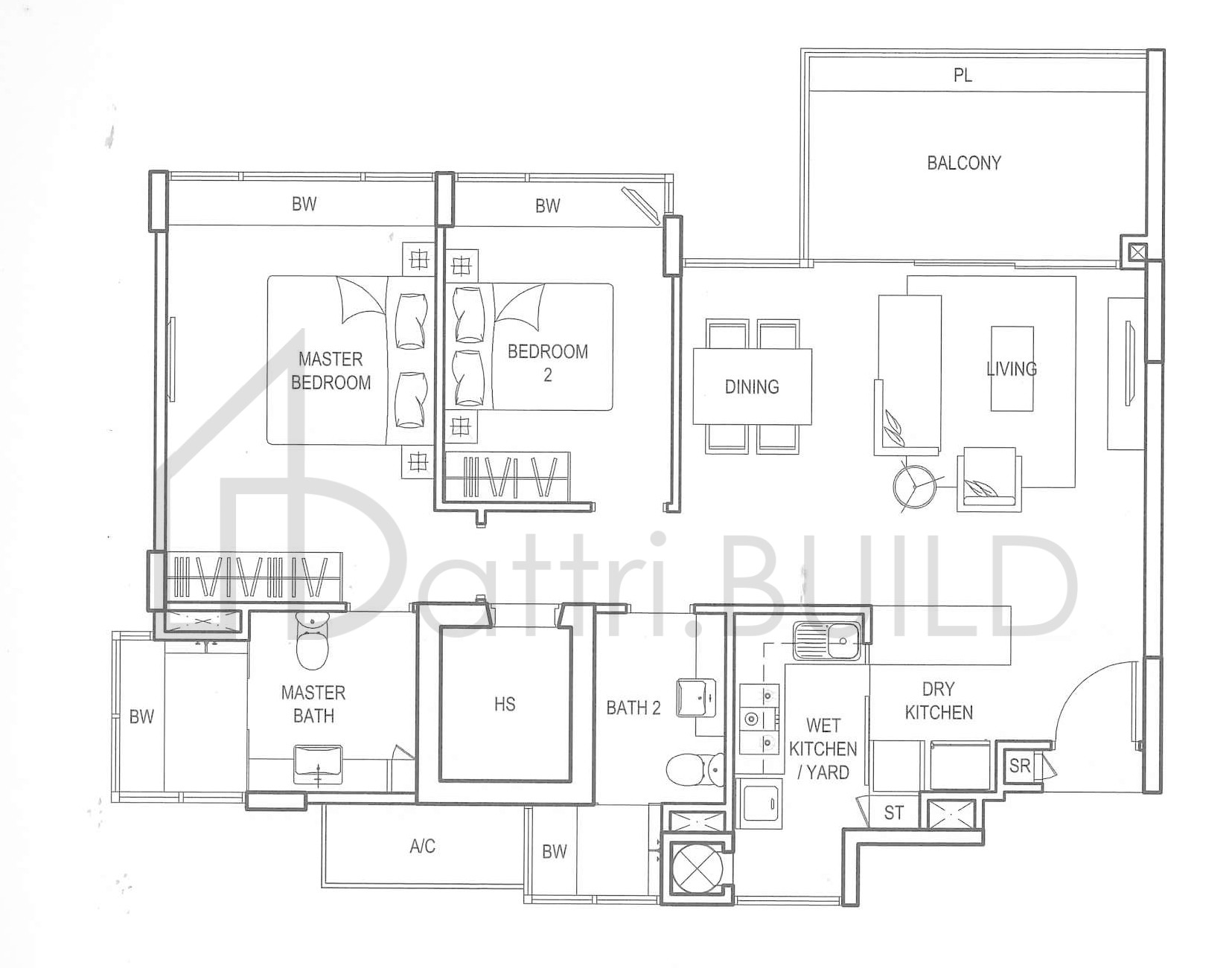 CLEMENTIWOODS CONDOMINIUM B1b floorplan (watermarked)