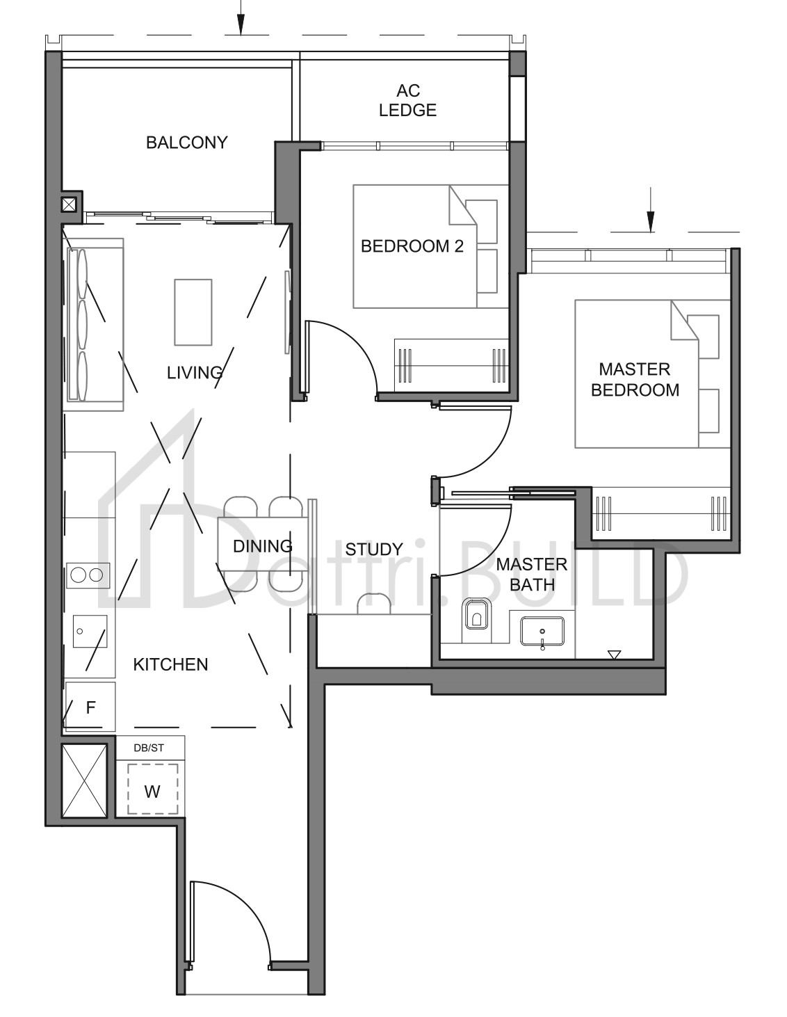 PARC CLEMATIS 2BR-1 floorplan (watermarked)