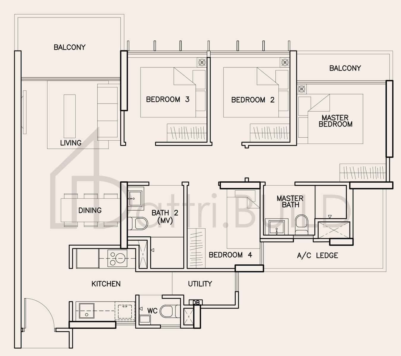 TRE RESIDENCES D3 floorplan (watermarked)
