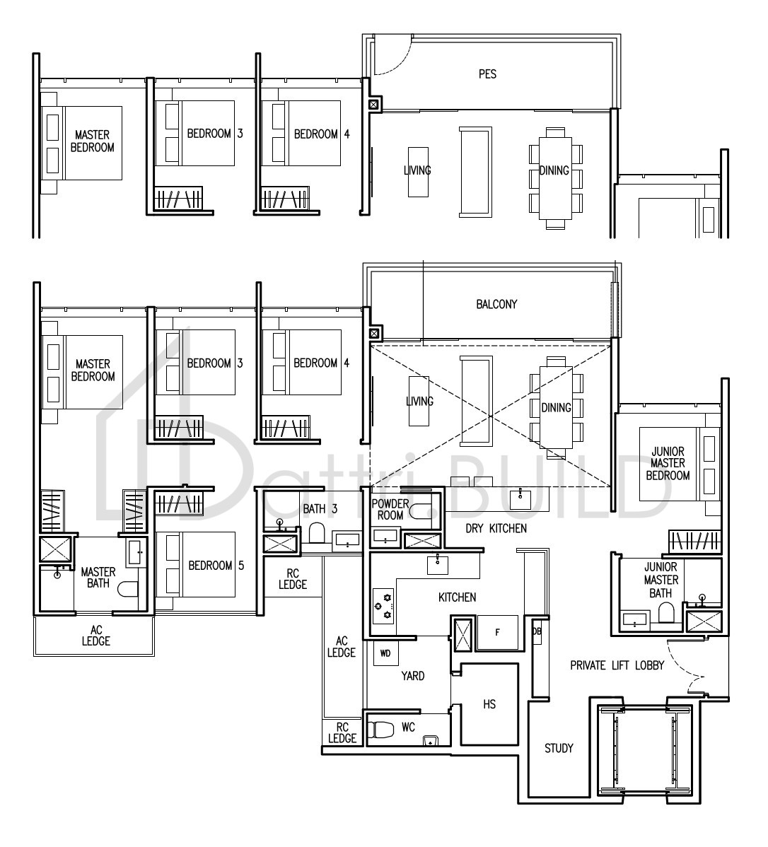 THE COMMODORE E1(p1) floorplan (watermarked)