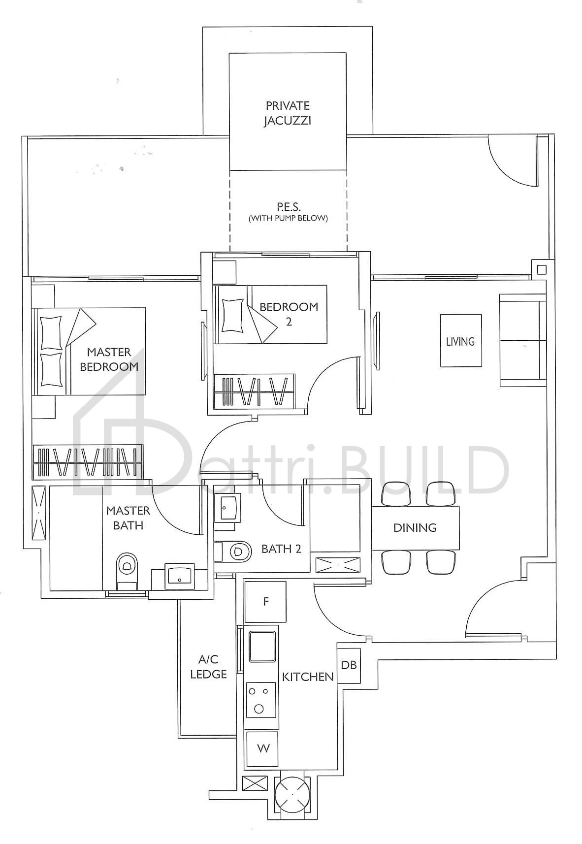 THE LUXURIE B1P floorplan (watermarked)