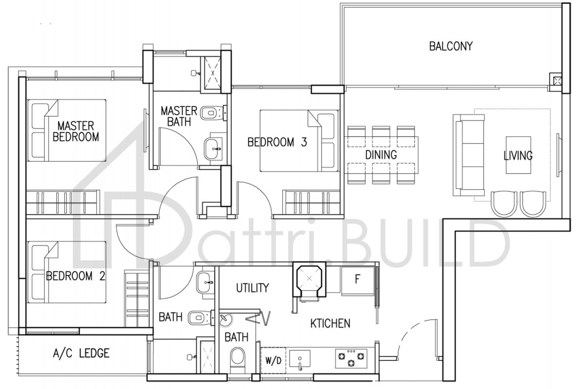 THE SKYWOODS 3S1D floorplan (watermarked)