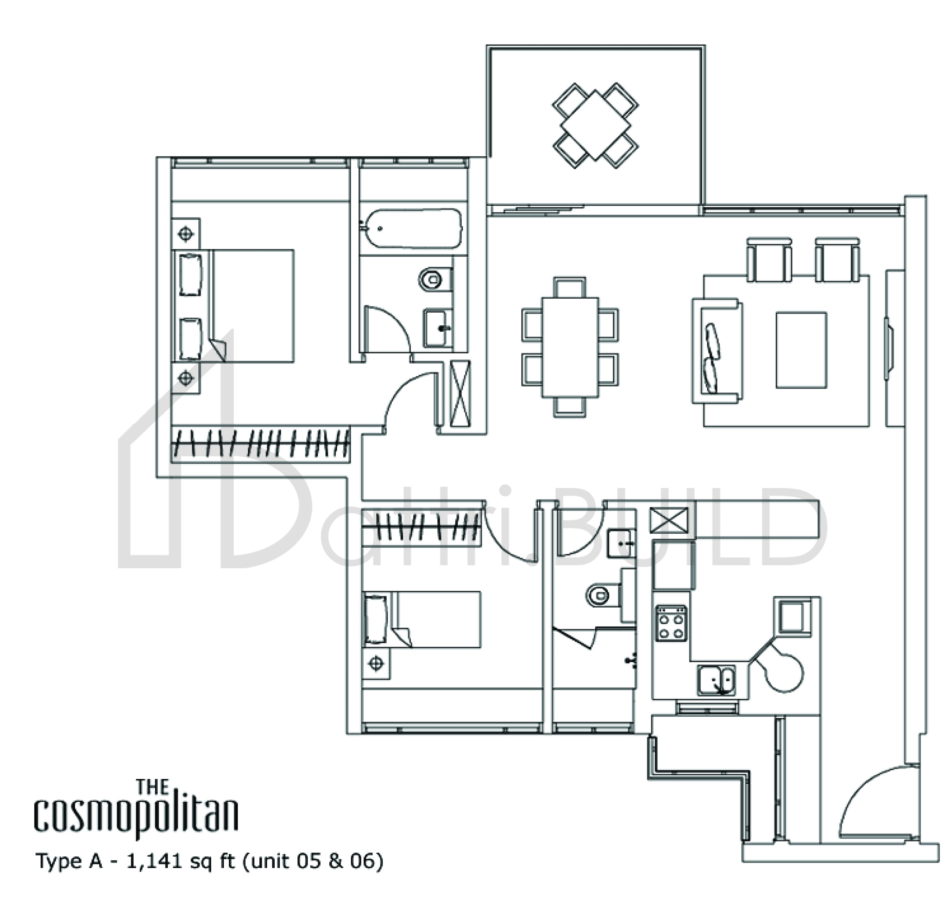 THE COSMOPOLITAN A floorplan (watermarked)