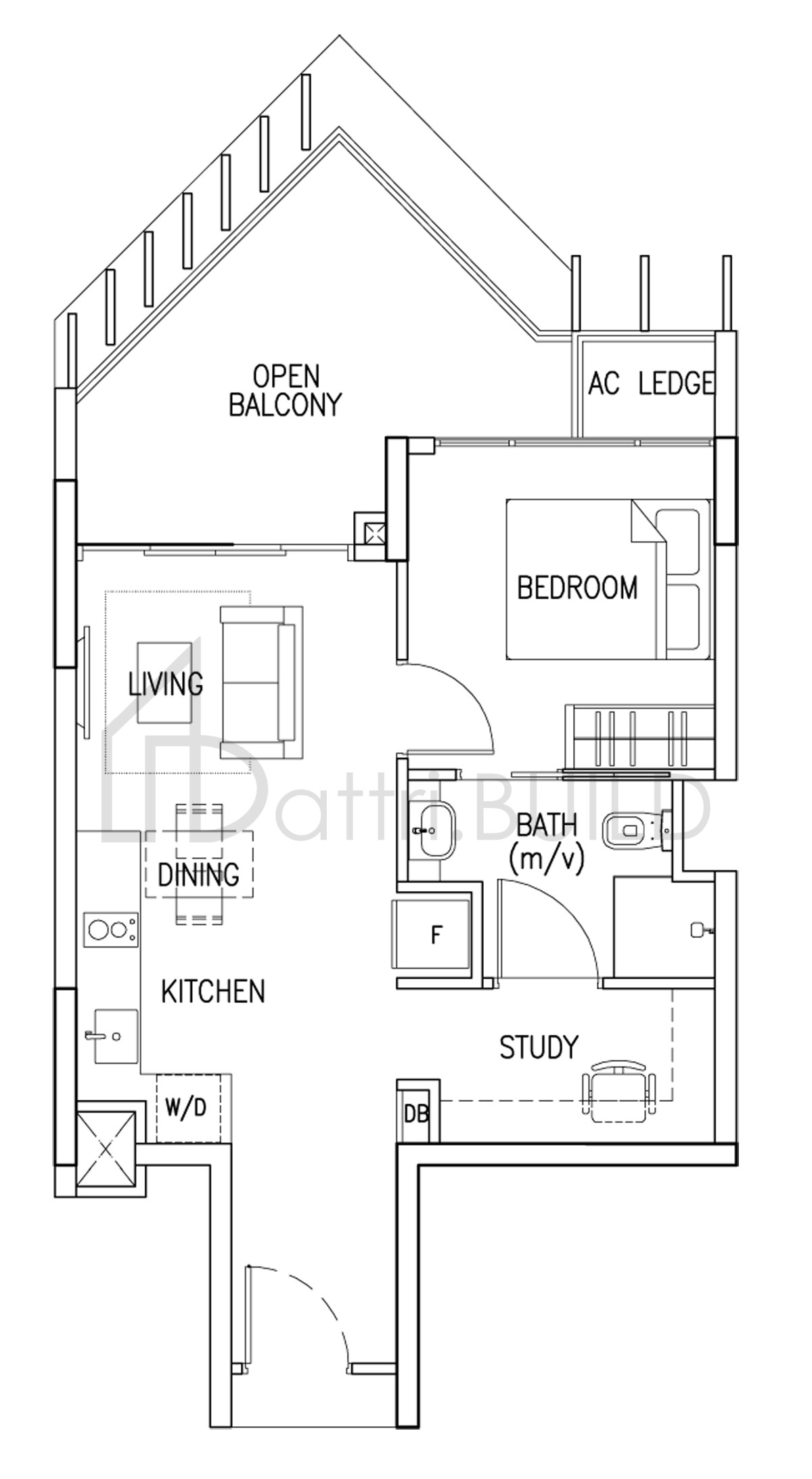 THE SKYWOODS 1+1PH floorplan (watermarked)