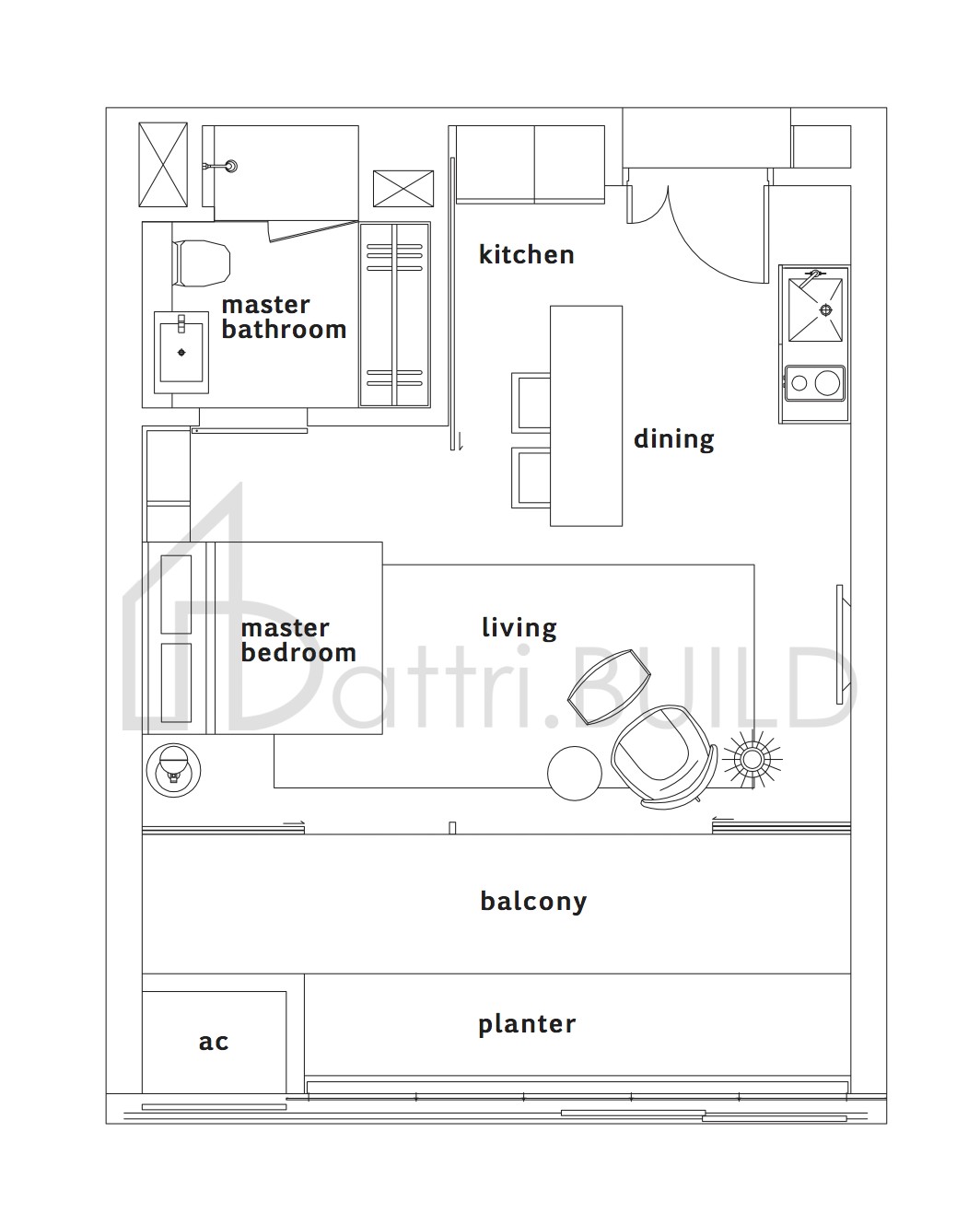 OUE TWIN PEAKS Tower 1, A2 floorplan (watermarked)